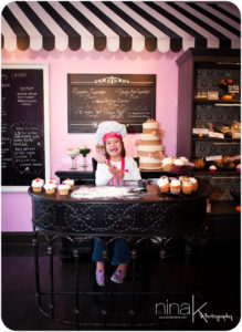 girl in bakery photoshoot