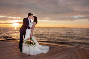 sunset wedding couple