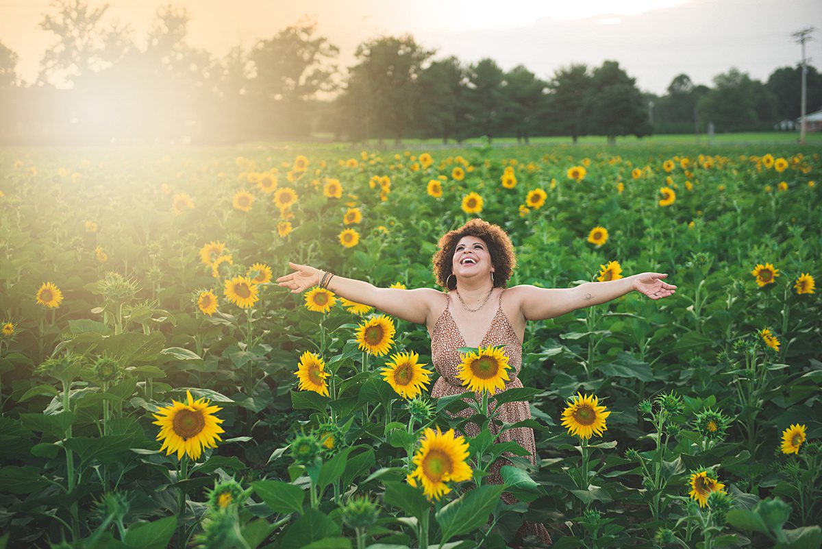 girl in sunflower field